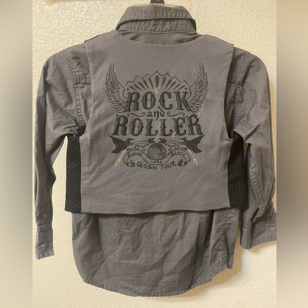 Boys 3 piece set, button down shirt, vest, tie